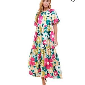 TCEC Women’s Vibrant Maxi Dress Sz M Floral Girly Feminine Elegant